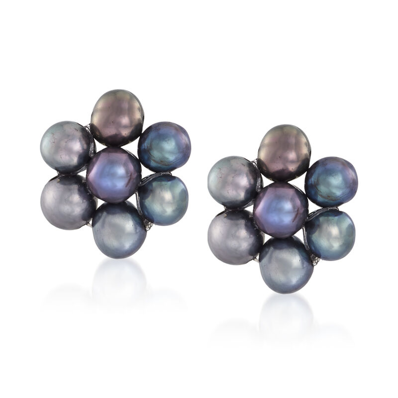 3-4mm Multicolored Cultured Pearl Jewelry Set: Three Pairs of Earrings in 14kt Yellow Gold image number 4