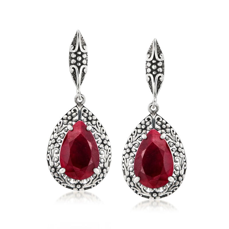 8.50 ct. t.w. Ruby Drop Earrings in Sterling Silver image number 0