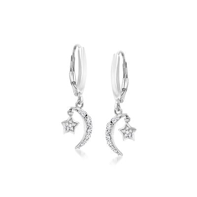 .20 ct. t.w. Diamond Star and Moon Drop Earrings in Sterling Silver