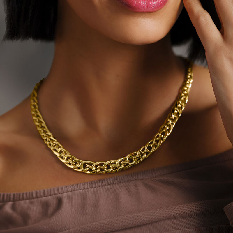 14kt Yellow Gold Graduated Multi-Oval and Curb-Link Necklace image number 2