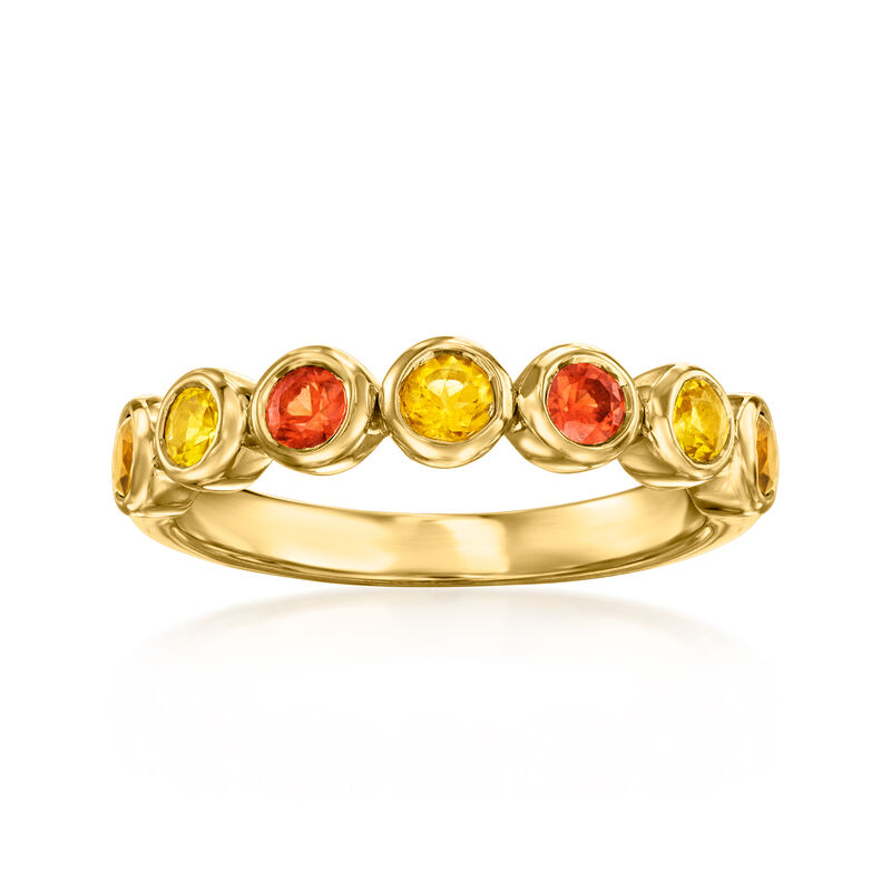 .70 ct. t.w. Orange and Yellow Sapphire Ring with .20 ct. t.w. Citrines in 18kt Gold Over Sterling image number 0