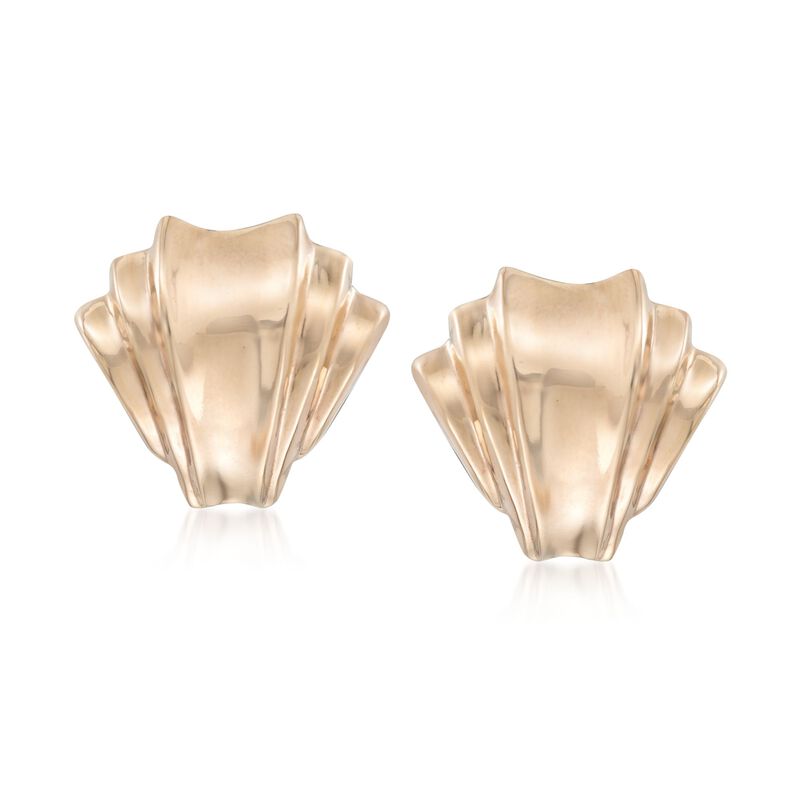 14kt Yellow Gold Fan Clip-On Earrings image number 0