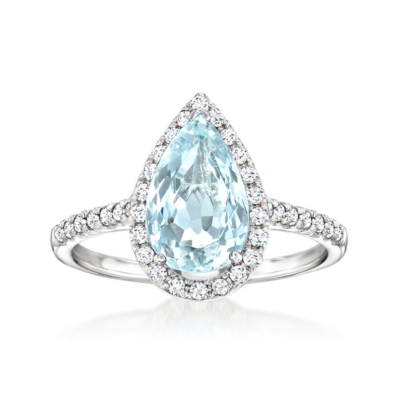 2.20 Carat Aquamarine and .29 ct. t.w. Diamond Ring in 14kt White Gold. Size 5 image number 0