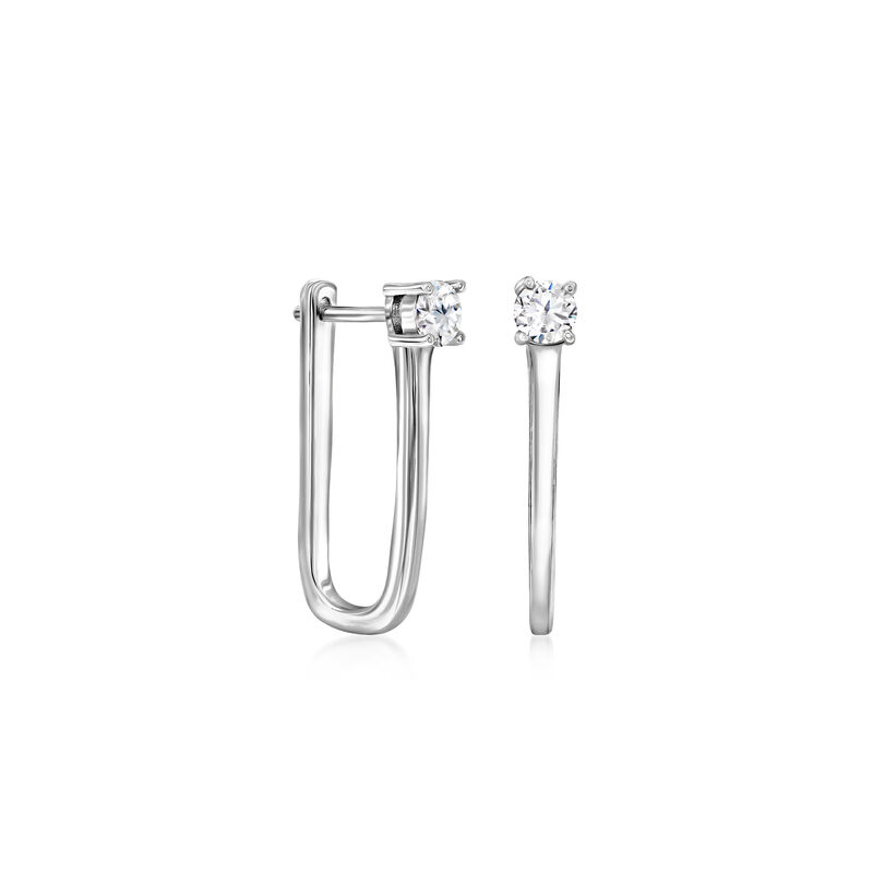 .40 ct. t.w. CZ Paper Clip Link Earrings in Sterling Silver  image number 1