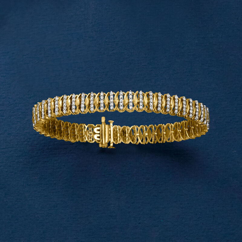 2.00 ct. t.w. Diamond Fancy-Link Tennis Bracelet in 18kt Gold Over Sterling image number 2