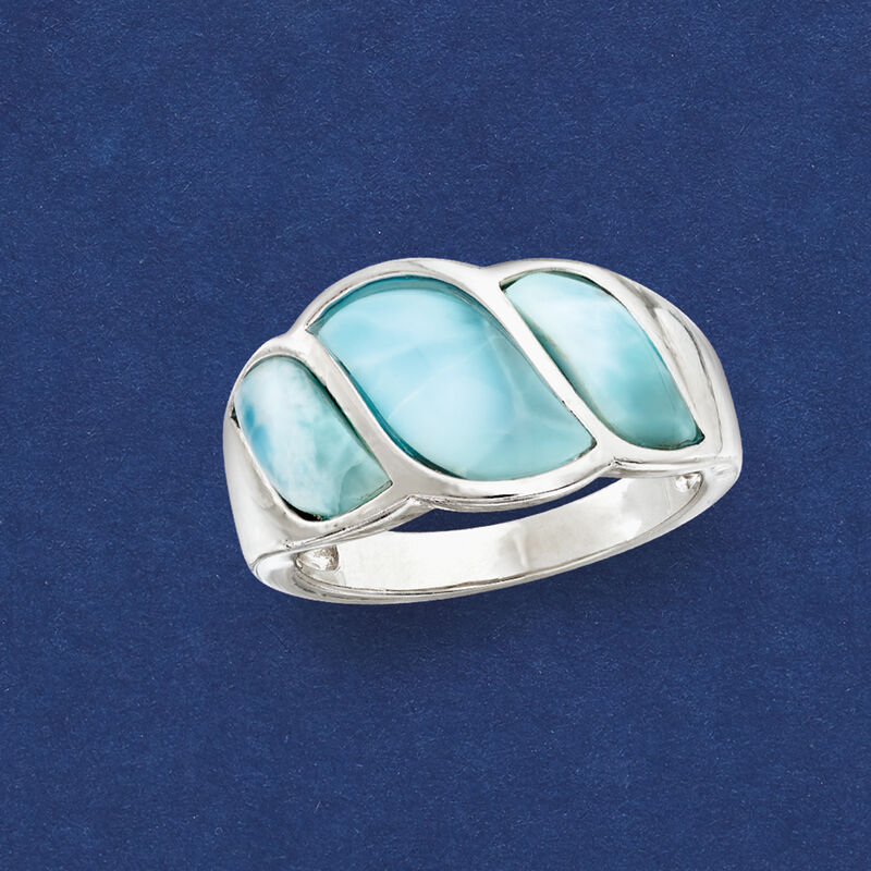 Larimar Wave Ring in Sterling Silver image number 3