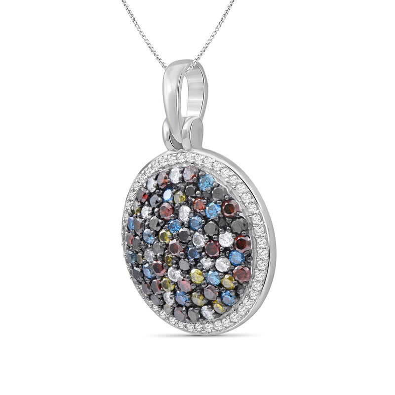 1.07 ct. t.w. Multicolored Diamond Pendant Necklace in Sterling Silver image number 1