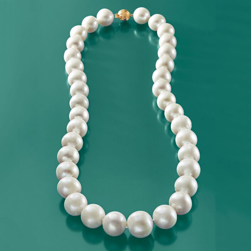 13-15mm Cultured Pearl Necklace with 14kt Yellow Gold image number 2