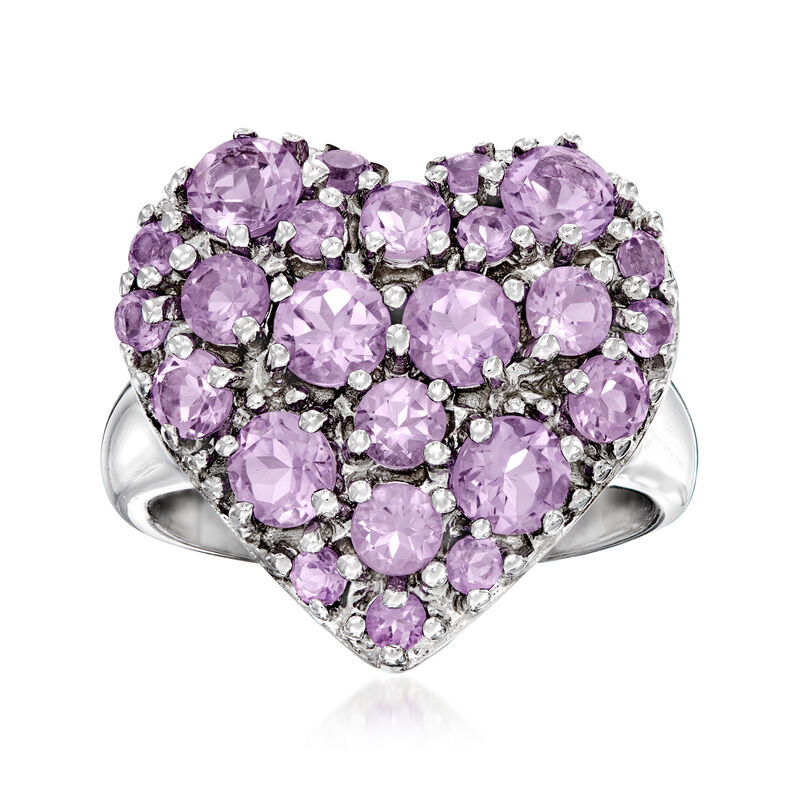 1.40 ct. t.w. Amethyst Heart Ring in Sterling Silver image number 0