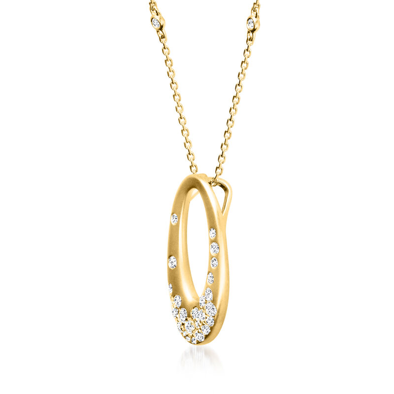 .50 ct. t.w. Scattered-Diamond Oval Pendant Necklace in 14kt Yellow Gold. 16&quot; image number 1
