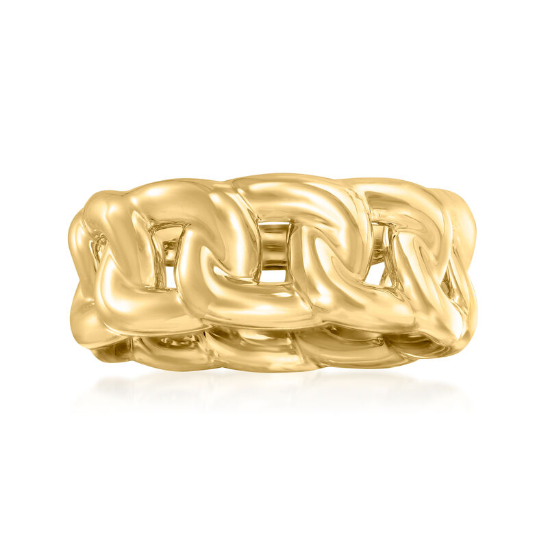 Italian Andiamo 14kt Yellow Gold Over Resin Curb-Link Ring image number 0