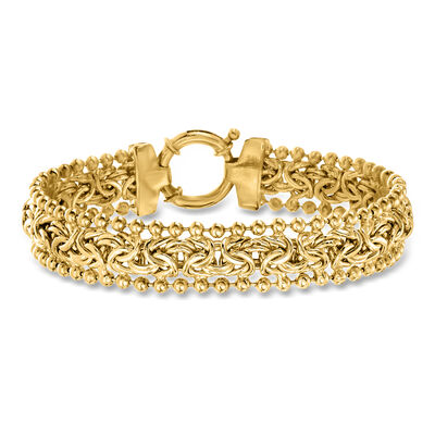 18kt Gold Over Sterling Byzantine Beaded-Edge Bracelet