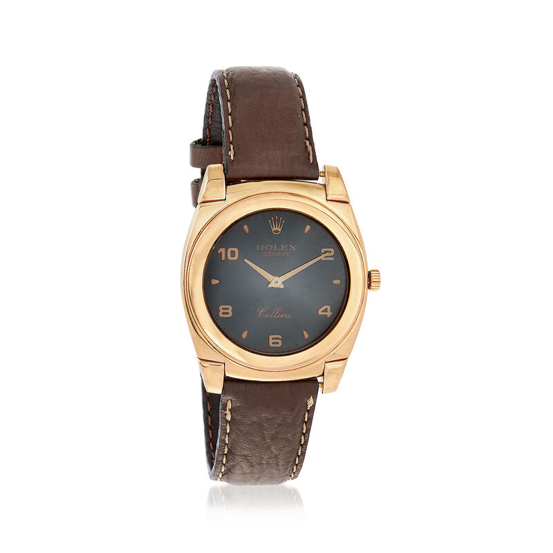 C. 1980 Vintage Rolex Cellini Men's 35mm Manual 18kt Yellow Gold Watch with Brown Leather image number 0