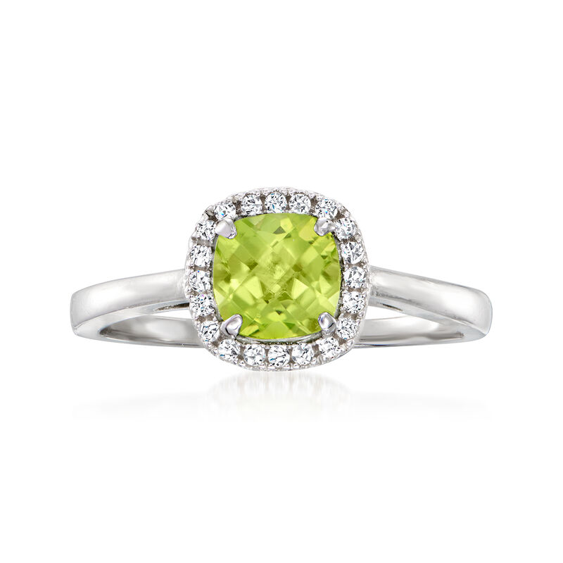 1.00 Carat Peridot and .10 ct. t.w. White Topaz Ring in Sterling Silver image number 0
