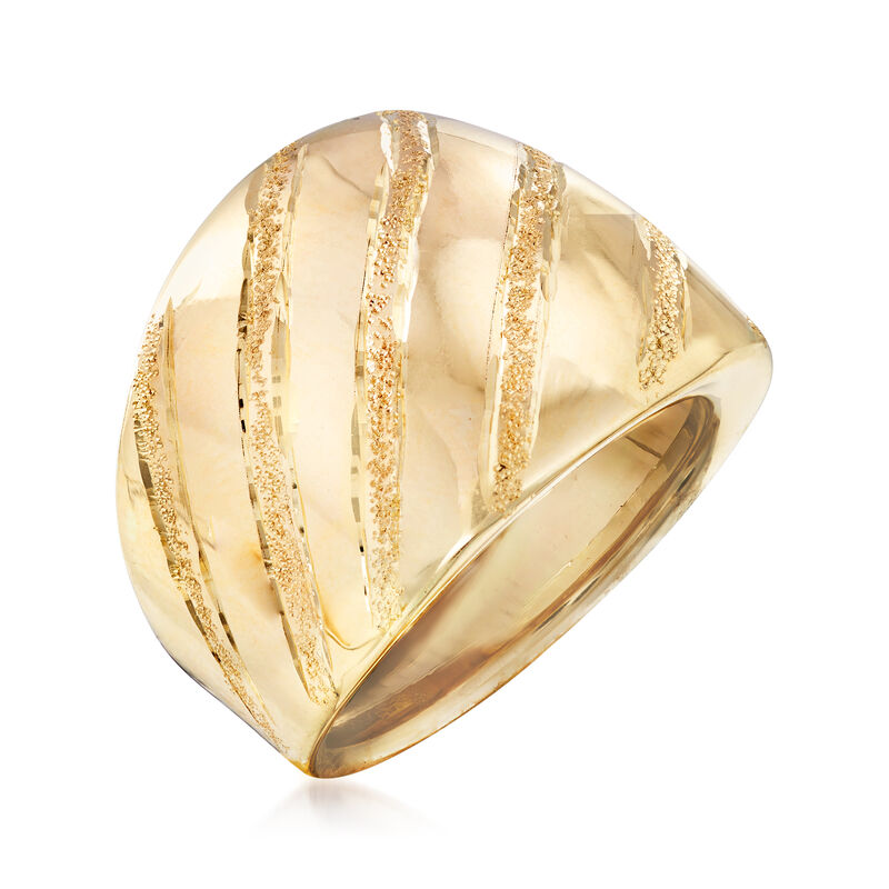 Italian 14kt Yellow Gold Striped Dome Ring image number 2