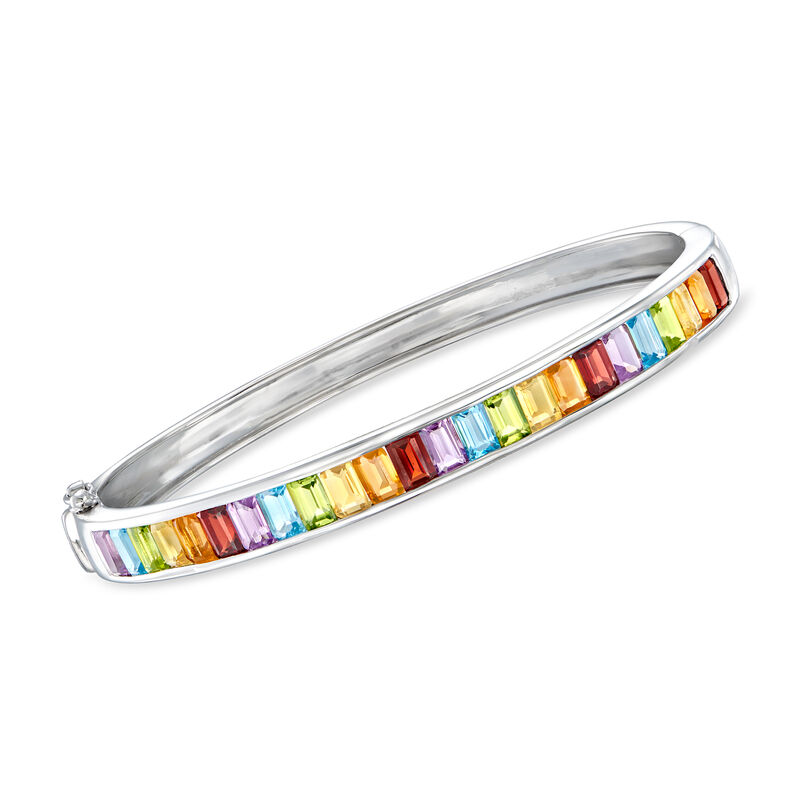6.20 ct. t.w. Multi-Gemstone Bangle Bracelet in Sterling Silver image number 0