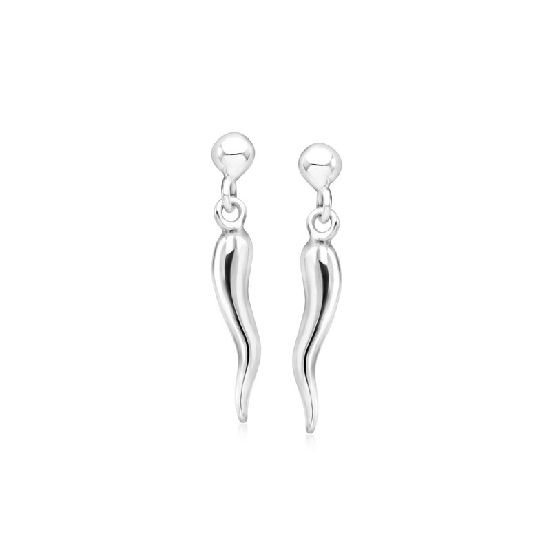 Sterling Silver Italian Horn Drop Earrings  image number 0
