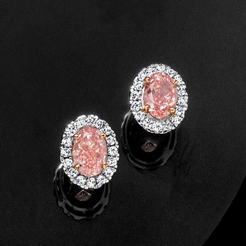2.40 ct. t.w. Pink and White Lab-Grown Diamond Earrings in 14kt White Gold  image number 2