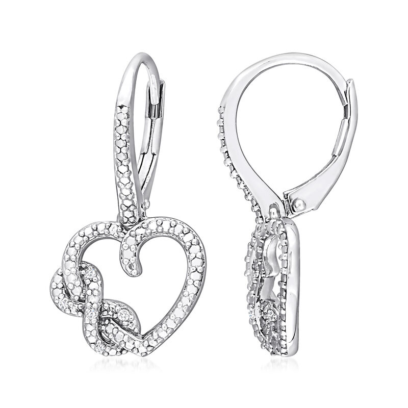 Diamond-Accented Heart and Infinity Symbol Drop Earrings in Sterling Silver image number 1
