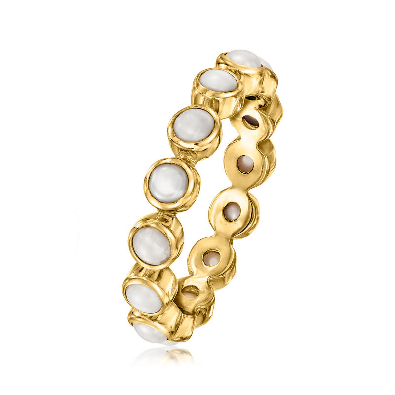 3mm Cultured Pearl Eternity Band in 18kt Gold Over Sterling image number 2