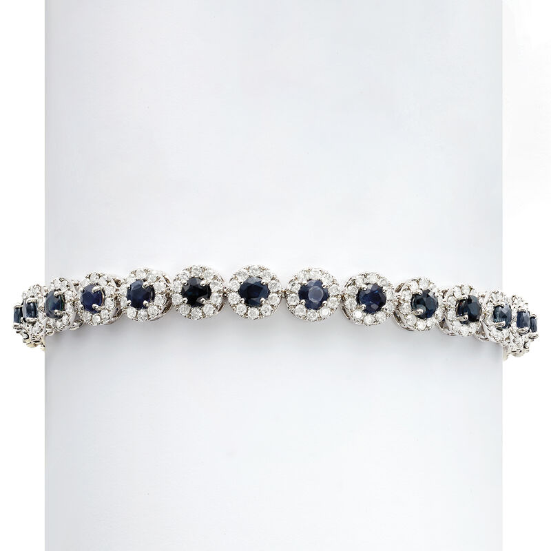 4.80 ct. t.w. Sapphire and 2.68 ct. t.w. Diamond Tennis Bracelet in 14kt White Gold image number 2
