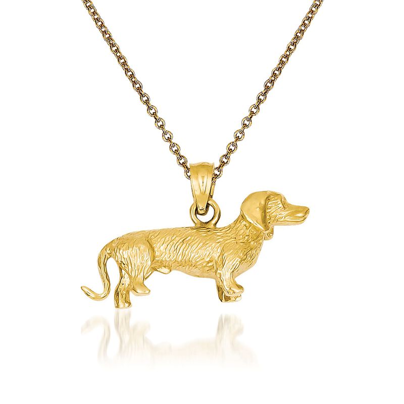 14kt Yellow Gold Dachshund Pendant Necklace image number 0