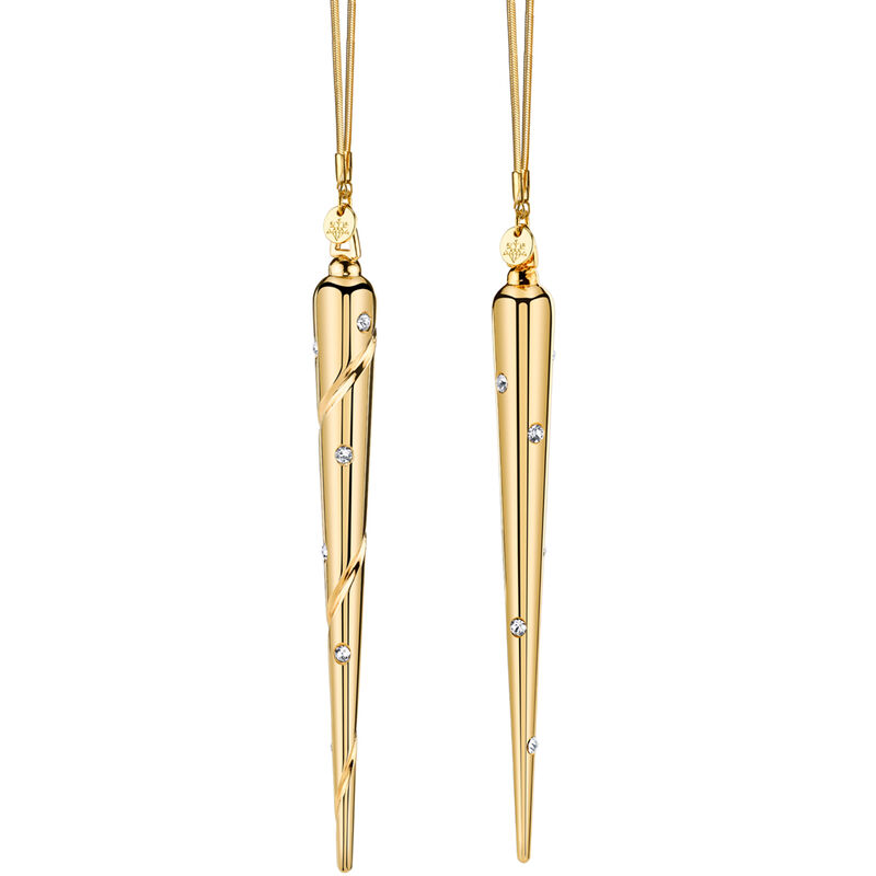 Crystamas Set of 2 Crystal 24kt Gold-Plated Icicle Ornaments  image number 0