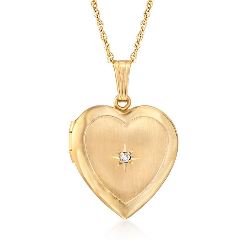 14kt Yellow Gold Heart Locket Necklace with Diamond Accent image number 0