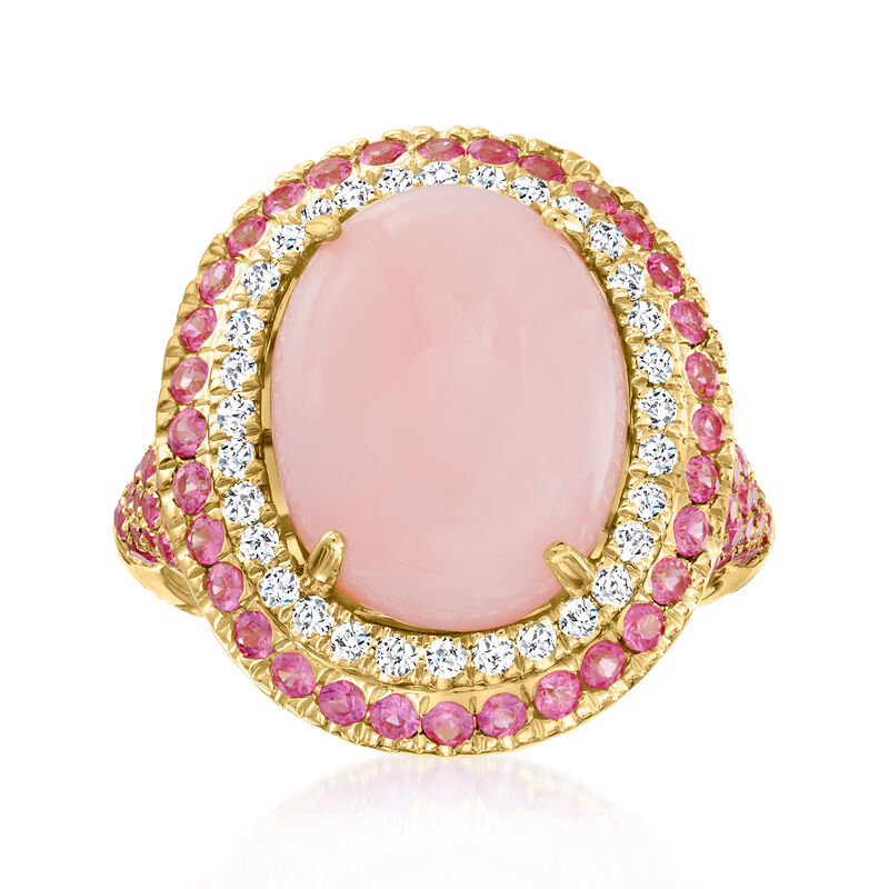 Pink Opal, 1.50 ct. t.w. Pink Sapphire and .28 ct. t.w. Diamond Ring in 14kt Yellow Gold image number 0