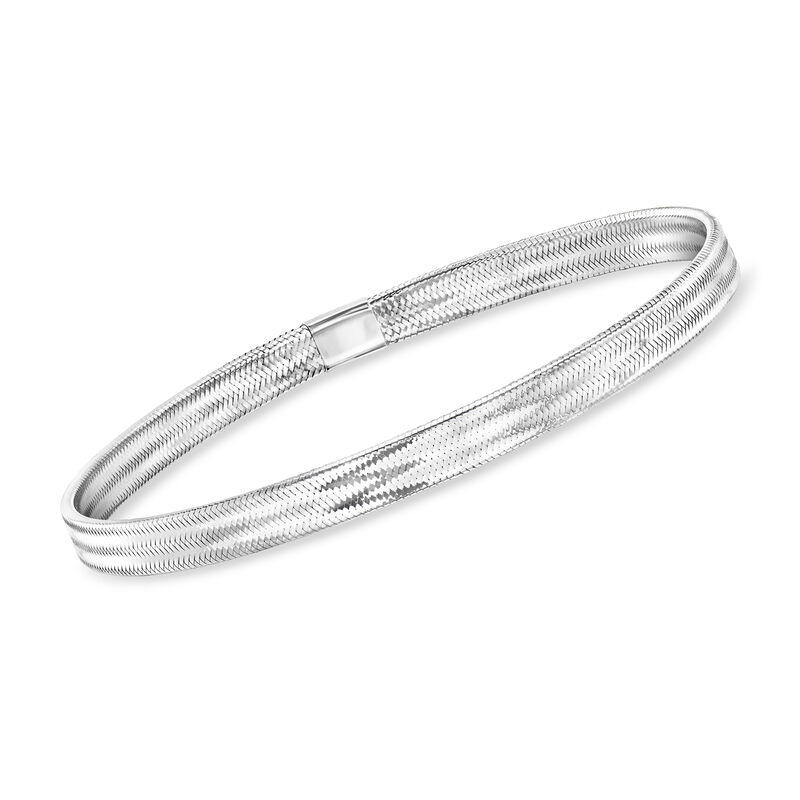 Italian 10kt White Gold Mesh Stretch Bracelet image number 0