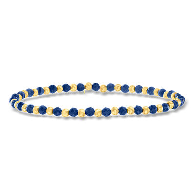 6.00 ct. t.w. Sapphire and 10kt Yellow Gold Bead Stretch Bracelet