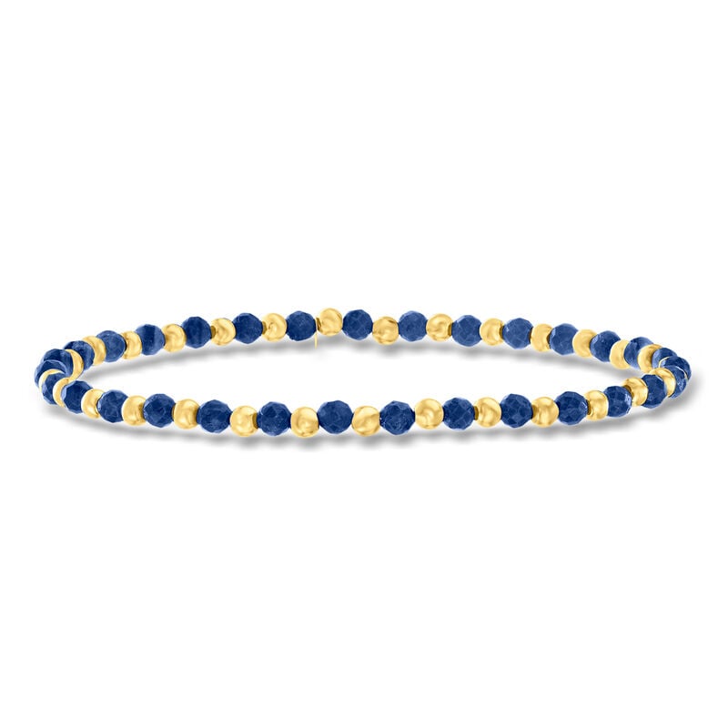 6.00 ct. t.w. Sapphire and 10kt Yellow Gold Bead Stretch Bracelet image number 0