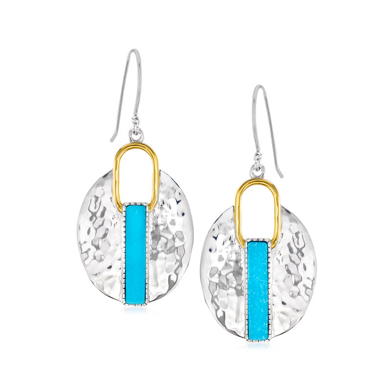 Turquoise Drop Earrings in Two-Tone Sterling Silver image number 0