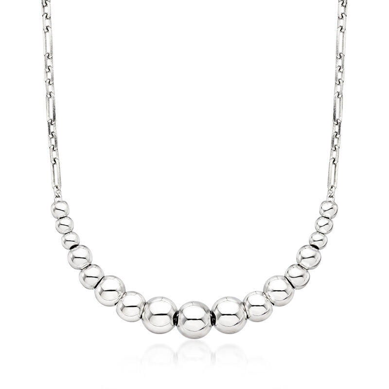 3-6mm Sterling Silver Graduated Bead Necklace. 18&quot; image number 1
