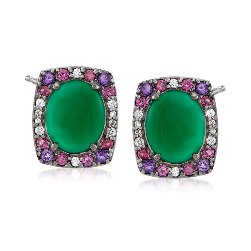 Green Chalcedony and .56 ct. t.w. Multi-Gem Earrings in Sterling Silver image number 0