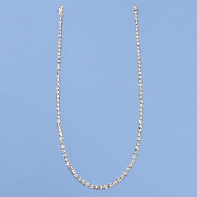 10.00 ct. t.w. Graduated CZ Tennis Necklace in Sterling Silver image number 2