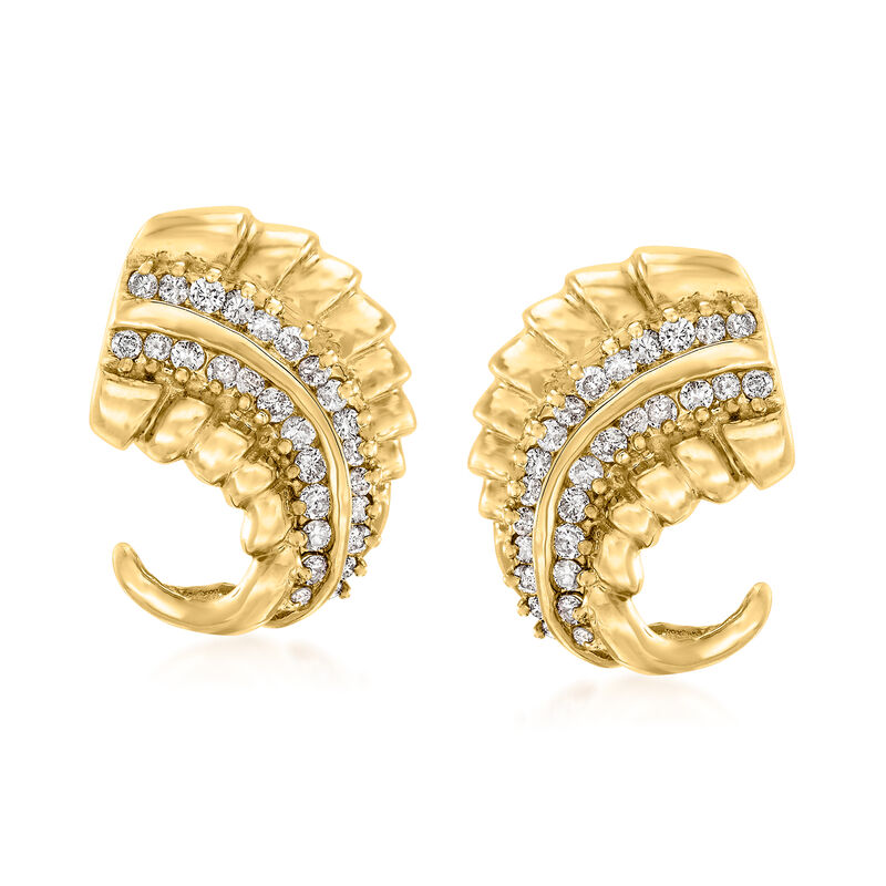 C. 1980 Vintage 1.30 ct. t.w. Diamond Leaf Earrings in 14kt Yellow Gold image number 0