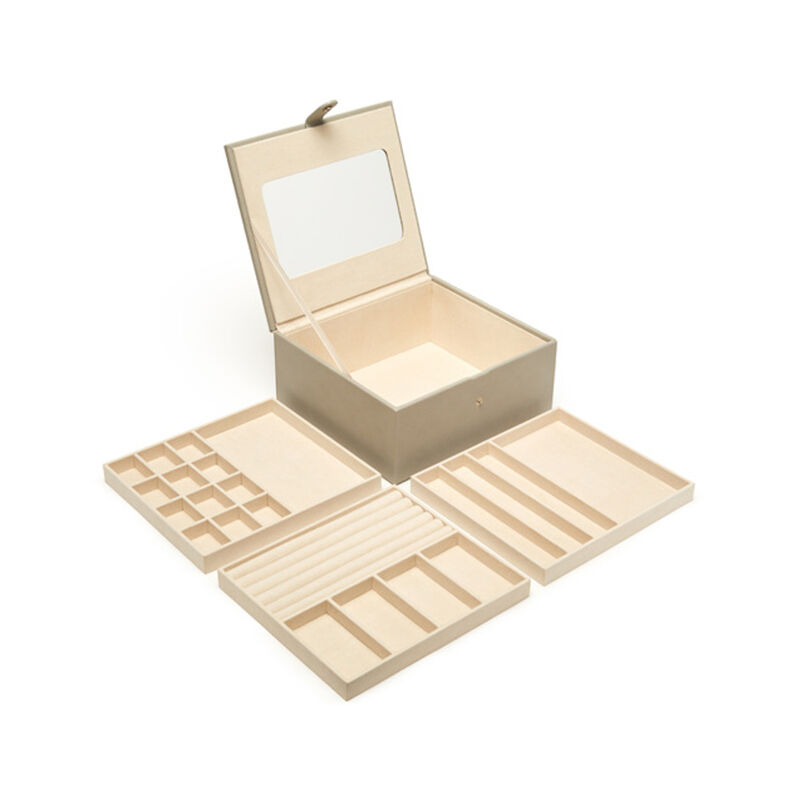 Brouk & Co. &quot;Jodi&quot; Gray Faux Leather Three-Tray Jewelry Box image number 2