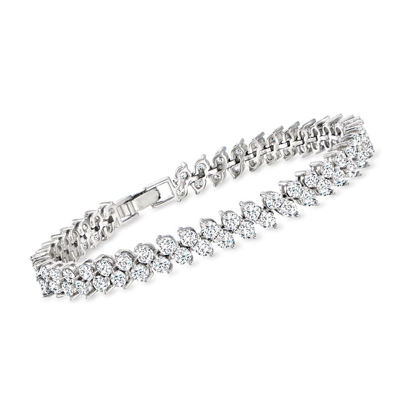 10.00 ct. t.w. CZ Tennis Bracelet in Sterling Silver. 7&quot; image number 0