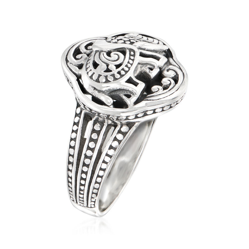Sterling Silver Bali-Style Elephant Ring image number 2