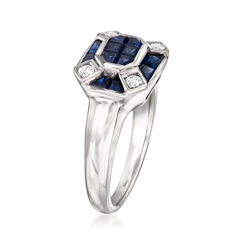 C. 2000 Vintage 2.00 ct. t.w. Sapphire and .20 ct. t.w. Diamond Ring in Platinum. Size 6 image number 2