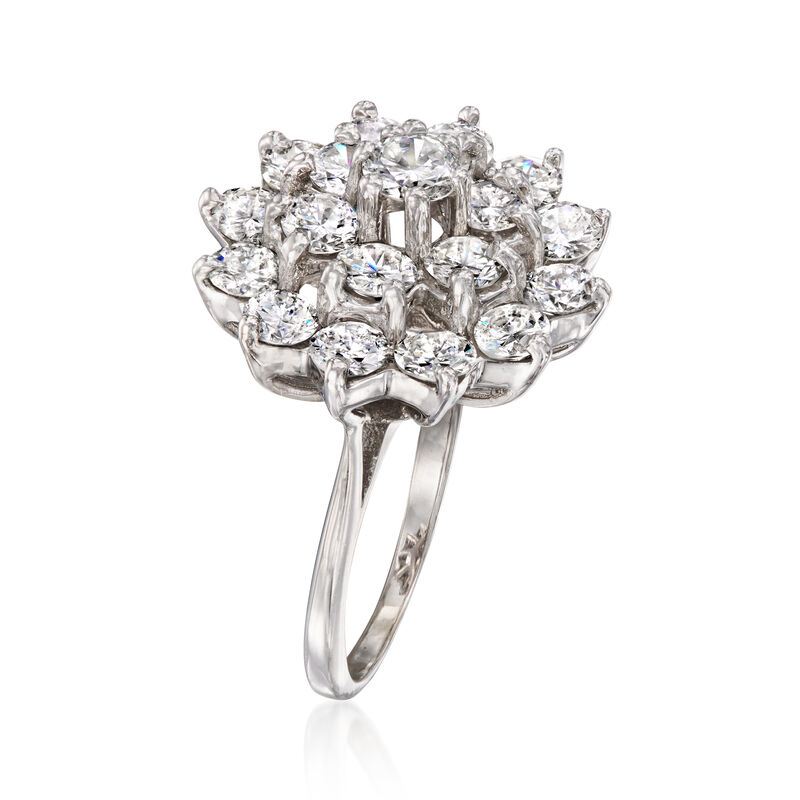 C. 2000 Vintage 2.85 ct. t.w. Diamond Cluster Ring in 14kt White Gold image number 2