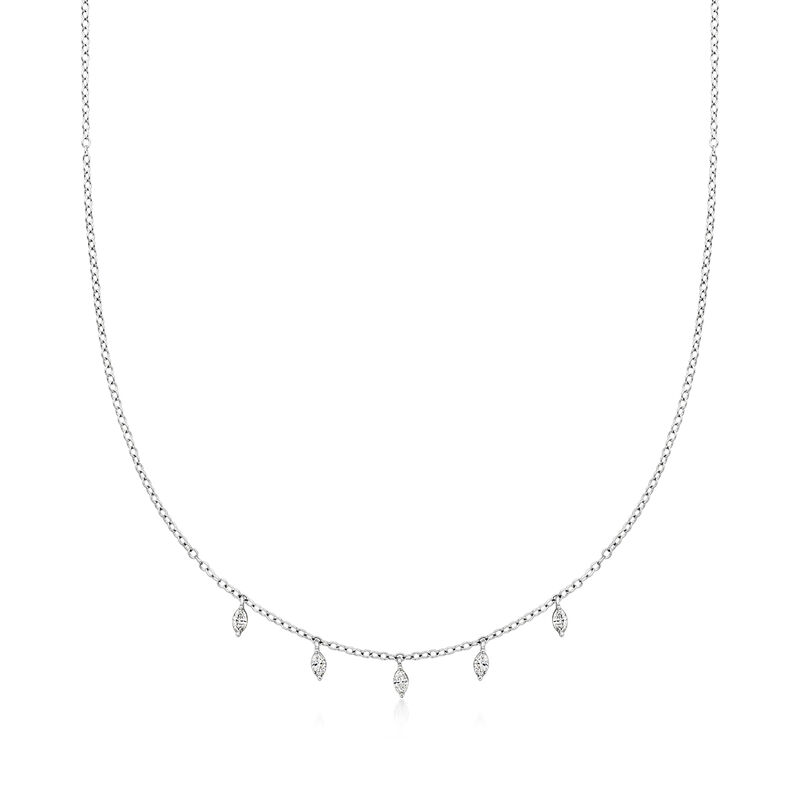 .25 ct. t.w. Marquise Lab-Grown Diamond Station Necklace in 14kt White Gold. 16&quot; image number 1