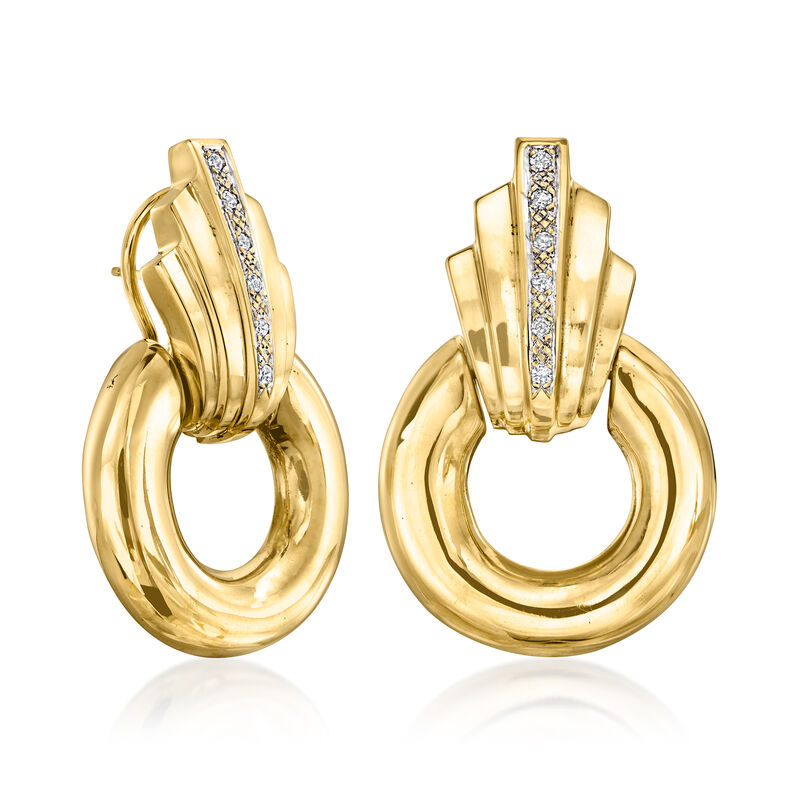 C. 1980 Vintage .24 ct. t.w. Diamond Doorknocker Earrings in 14kt Yellow Gold  image number 2