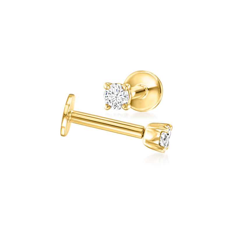 Round Lab-Grown Diamond Flat-Back Stud Earrings in 14kt Yellow Gold image number 4
