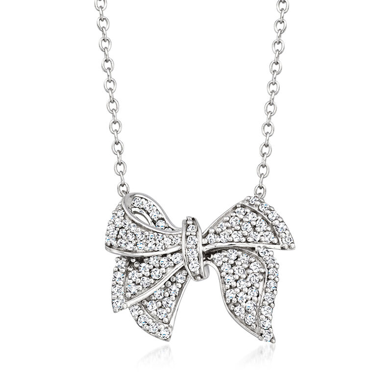 .50 ct. t.w. Diamond Bow Necklace in Sterling Silver. 20&quot; image number 1