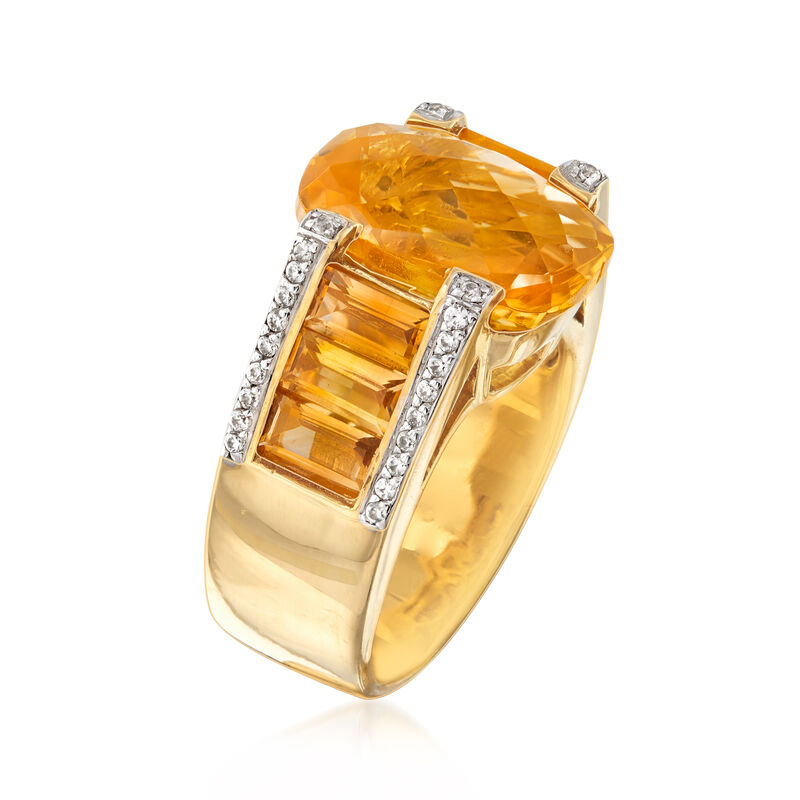 8.65 ct. t.w. Citrine and .40 ct. t.w. White Zircon Ring in 18kt Gold Over Sterling image number 2