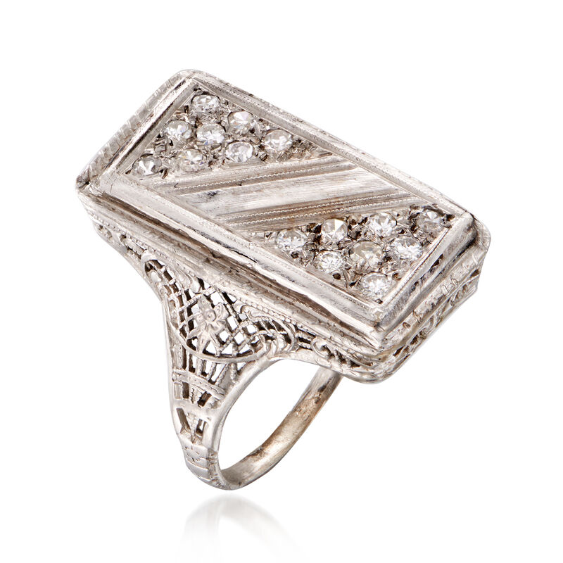 C. 1950 Vintage .25 ct. t.w. Diamond Elongated Ring in 14kt White Gold image number 2