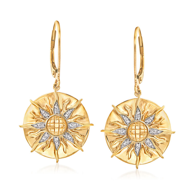 .10 ct. t.w. Diamond Sun Drop Earrings in 18kt Gold Over Sterling image number 0