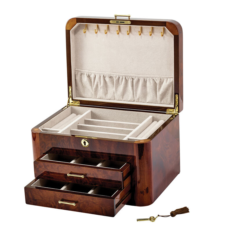 Elm Burlwood Locking Jewelry Box image number 2